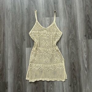 Crochet Beige Beach Coverup Dress